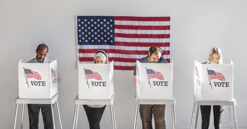 Americans at a polling booth