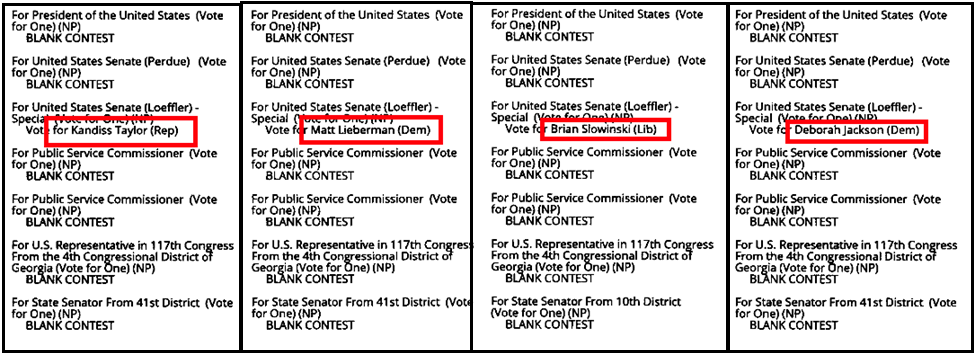 Senatorial test ballot