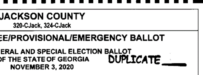 Duplicate ballot without info